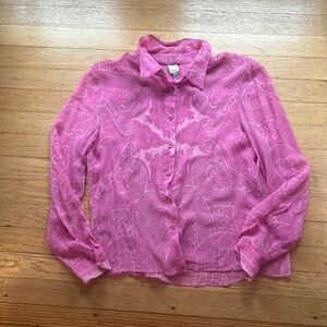 Anne Klein Pink Paisley Button Down Shirt
